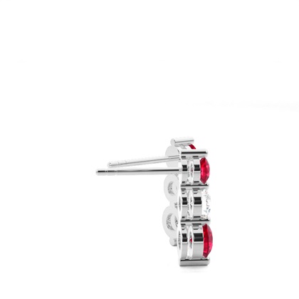 Rubin-Ohrringe mit 2 Zinken