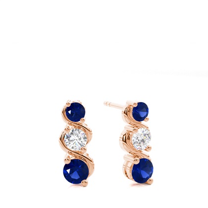 Round Sapphire Diamond Earrings