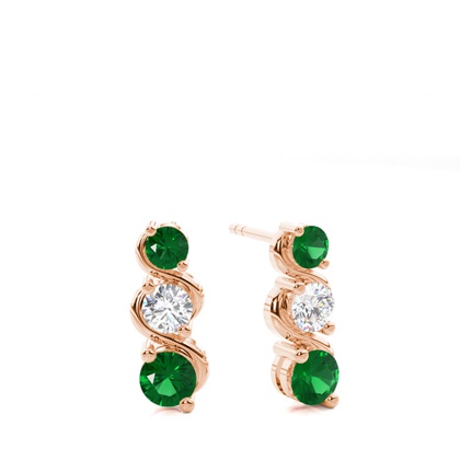 Rose Gold Emerald Diamond Earrings Diamond