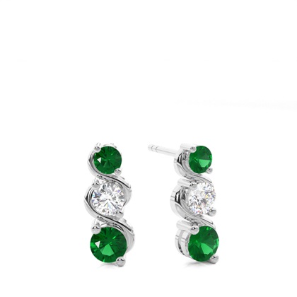 Platinum Emerald Earrings Diamond