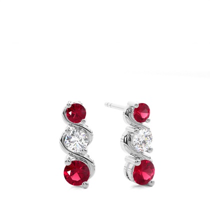 2 Prong Setting Ruby Drop Earrings