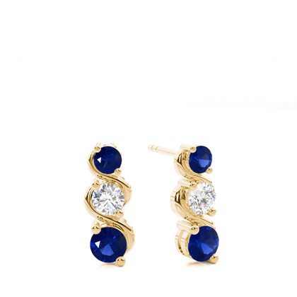 Round Sapphire Diamond Earrings
