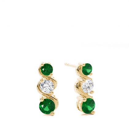 2 Prong Setting Emerald Drop Earrings