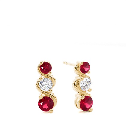 Yellow Gold Ruby Earrings Diamond