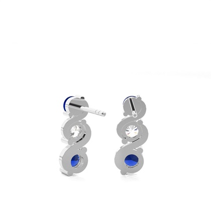 2 Zinkeneinstellung runde blaue Saphir-Ohrringe