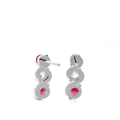 Rubin-Ohrringe mit 2 Zinken