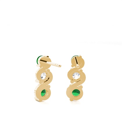 2 Prong Setting Emerald Drop Earrings