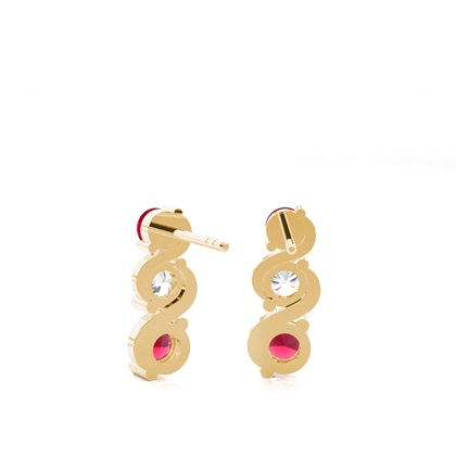 2 Prong Setting Ruby Drop Earrings