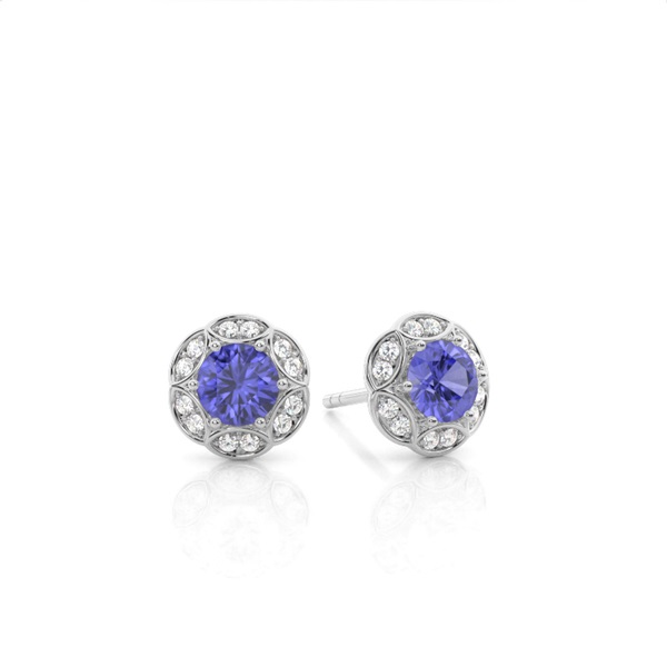 Prong Setting Round Tanzanite Stud Earring