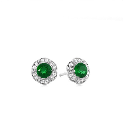 Prong Setting Emerald Stud Earring
