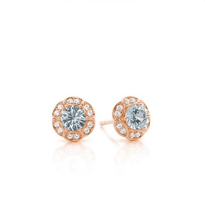 Prong Setting Round Aquamarine Stud Earring
