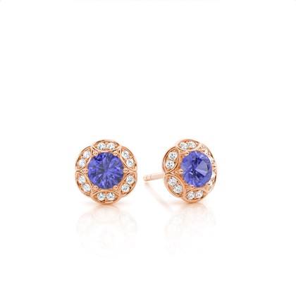 Prong Setting Round Tanzanite Stud Earring
