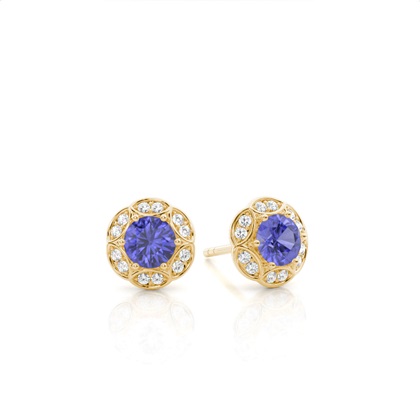 Prong Setting Round Tanzanite Stud Earring