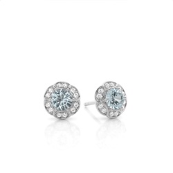 Prong Setting Round Aquamarine Stud Earring