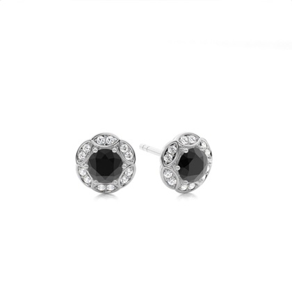 Prong Setting Black Diamond Stud Earring