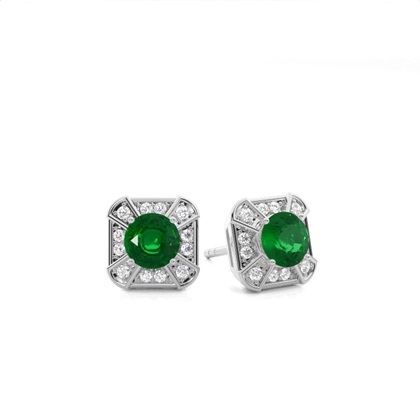 Prong Setting Emerald Stud Earring