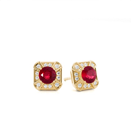 Prong Setting Ruby Stud Earring