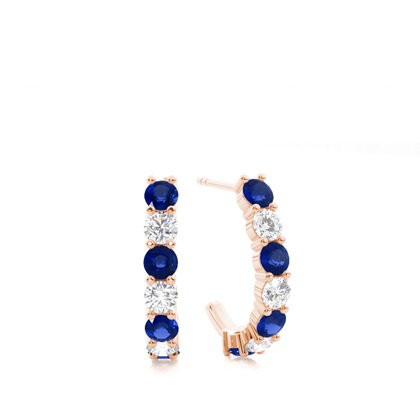 Round Sapphire Diamond Earrings