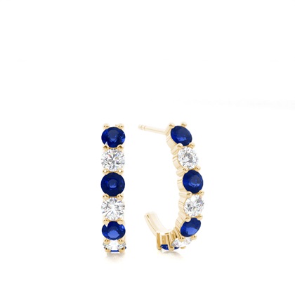 Round Sapphire Diamond Earrings