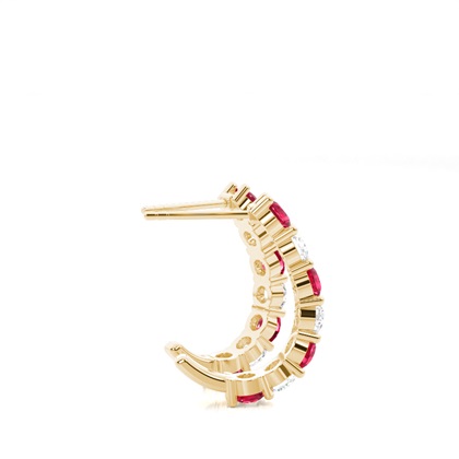 Zinkeneinstellung Rund Ruby Hoop Ohrring