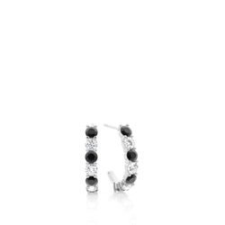 Prong-Einstellung Rundes schwarzes Diamant-Hoop-Ohrring