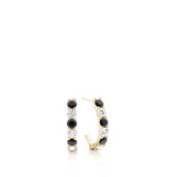 Prong-Einstellung Rundes schwarzes Diamant-Hoop-Ohrring