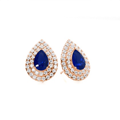 Pear Rose Gold Sapphire Earrings Diamond