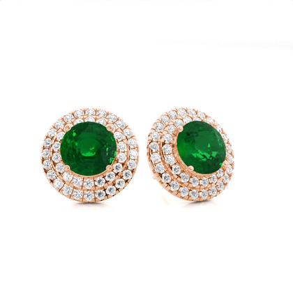 Rose Gold Emerald Diamond Earrings Diamond