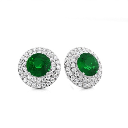 Platinum Emerald Earrings Diamond