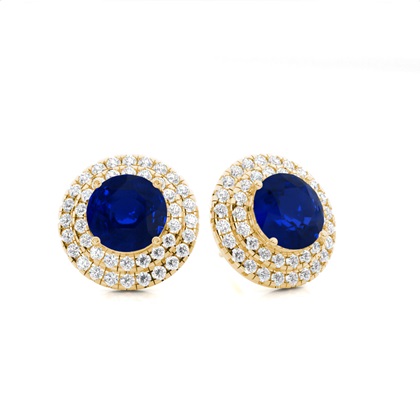 Round Sapphire Diamond Earrings