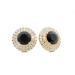 Prong Setting Runde Schwarze Diamant Halo Ohrstecker