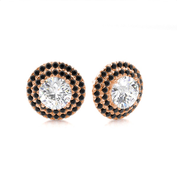 Prong Setting Round Diamond Halo Stud Earring