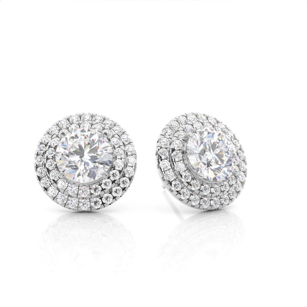Prong Setting Round Moissanite Halo Stud Earring