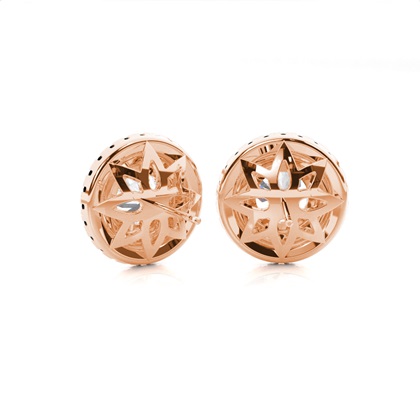 Prong Setting Round Diamond Halo Stud Earring