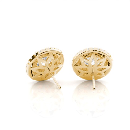 Prong Setting Runde Moissanit Halo Ohrstecker