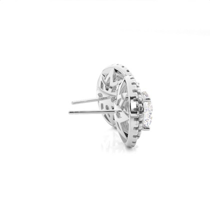 Prong Setting Runde Diamant Halo Ohrstecker