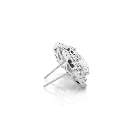 Prong Setting Round Moissanite Halo Stud Earring