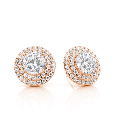 Prong Setting Round Moissanite Halo Stud Earring