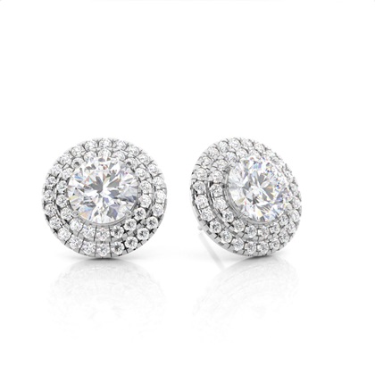Prong Setting Round Moissanite Halo Stud Earring