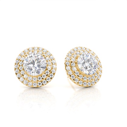 Prong Setting Round Moissanite Halo Stud Earring