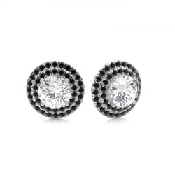 Prong Setting Runde Diamant Halo Ohrstecker