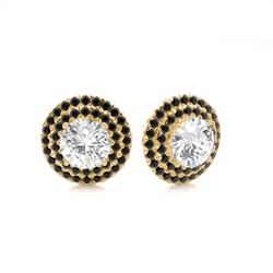 Prong Setting Runde Diamant Halo Ohrstecker