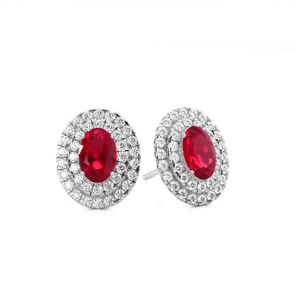 Platinum Ruby Earrings Diamond