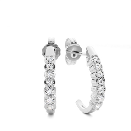 Illusion Prong Setting Round Hoop Diamond Earrings