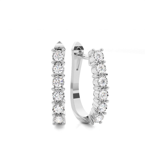 Illusion Prong Setting Round Hoop Diamond Earrings