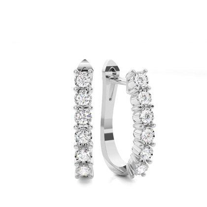 Illusion Prong Setting Round Hoop Diamond Earrings