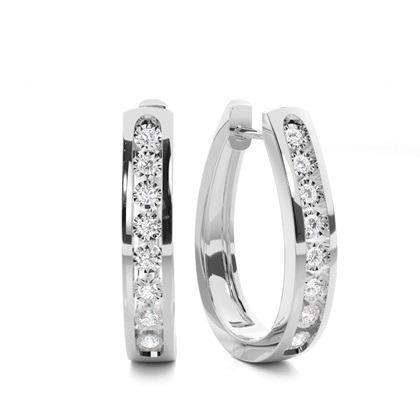 Illusion Prong Setting Round Hoop Diamond Earrings