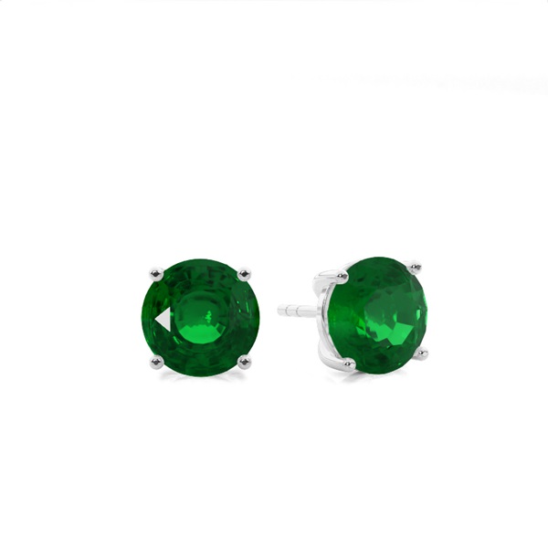 Prong Setting Pear Emerald Stud Earring