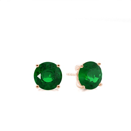 Rose Gold Emerald Diamond Earrings Diamond