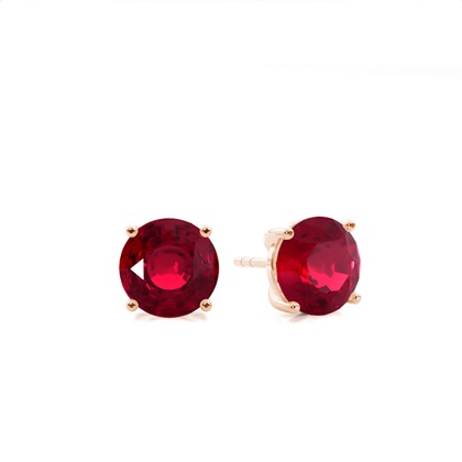 Rose Gold Ruby Earrings Diamond